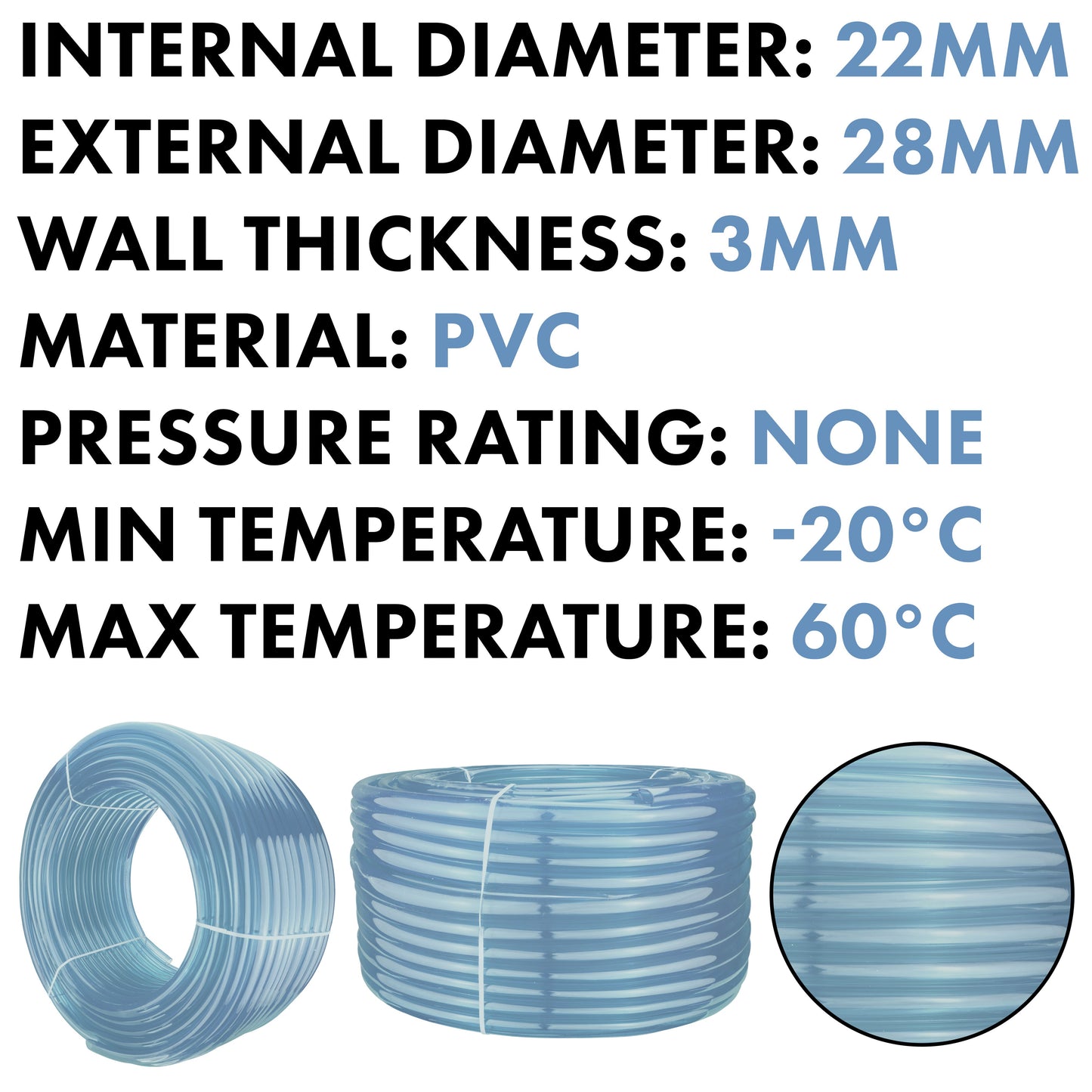 Clear PVC Pipe 22mm*28mm