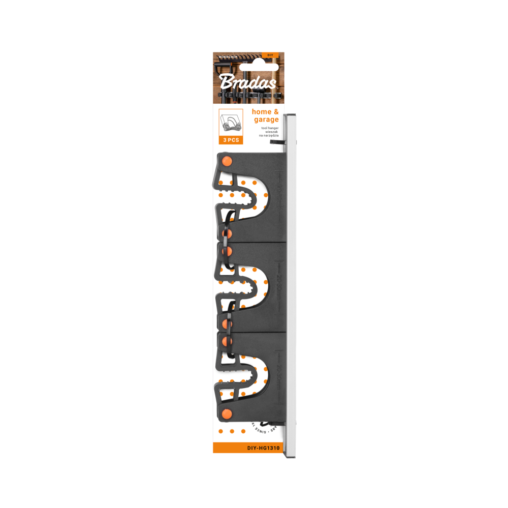 Wall Mount Tool Holder Rail - Gripper Design (3 Handles)