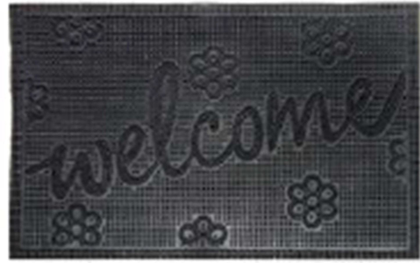 Rubber Doormat 60cm x 40cm - 'Welcome' (Small Flowers)