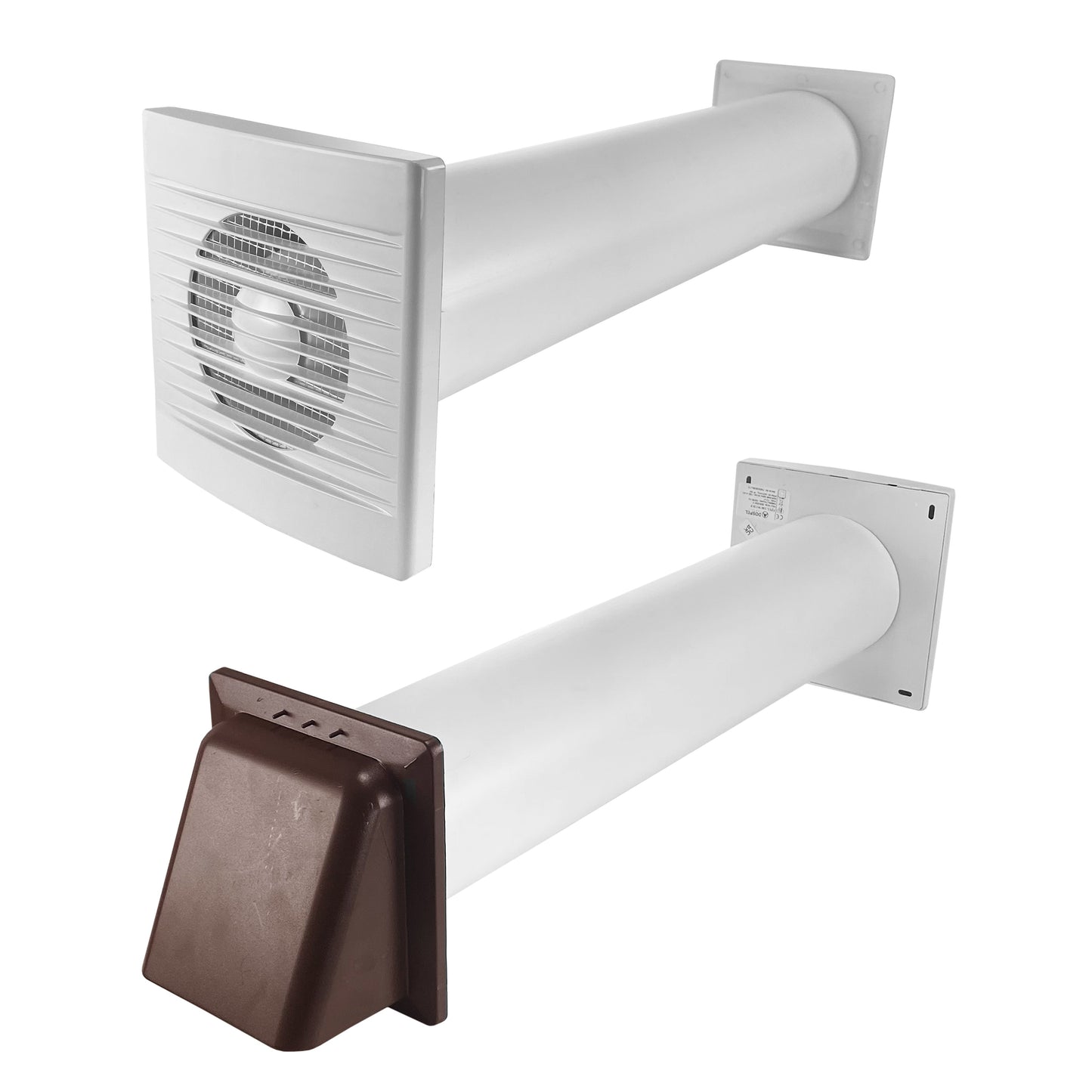Through Wall Ventilation Kit – STYL Fan with Timer/Humidistat and Brown External Vent