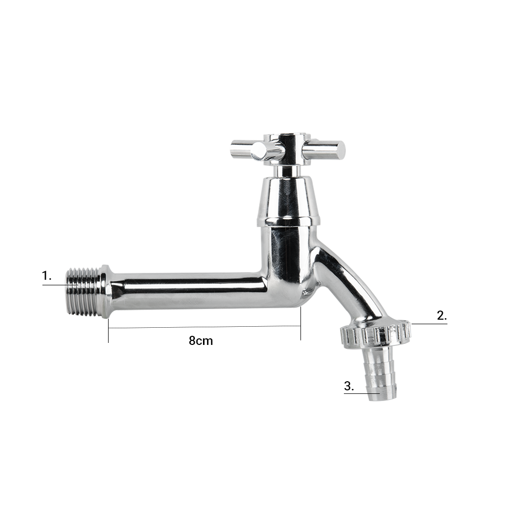 Cross Bib Extended Brass Chrome Brass Tap