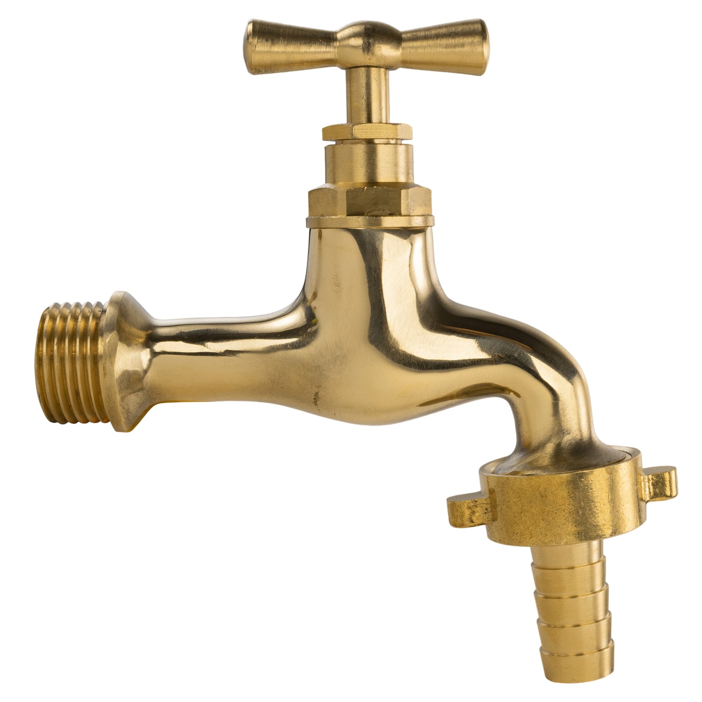 Garden Tap Polished Brass 1/2" BSPM - 13mm Barb