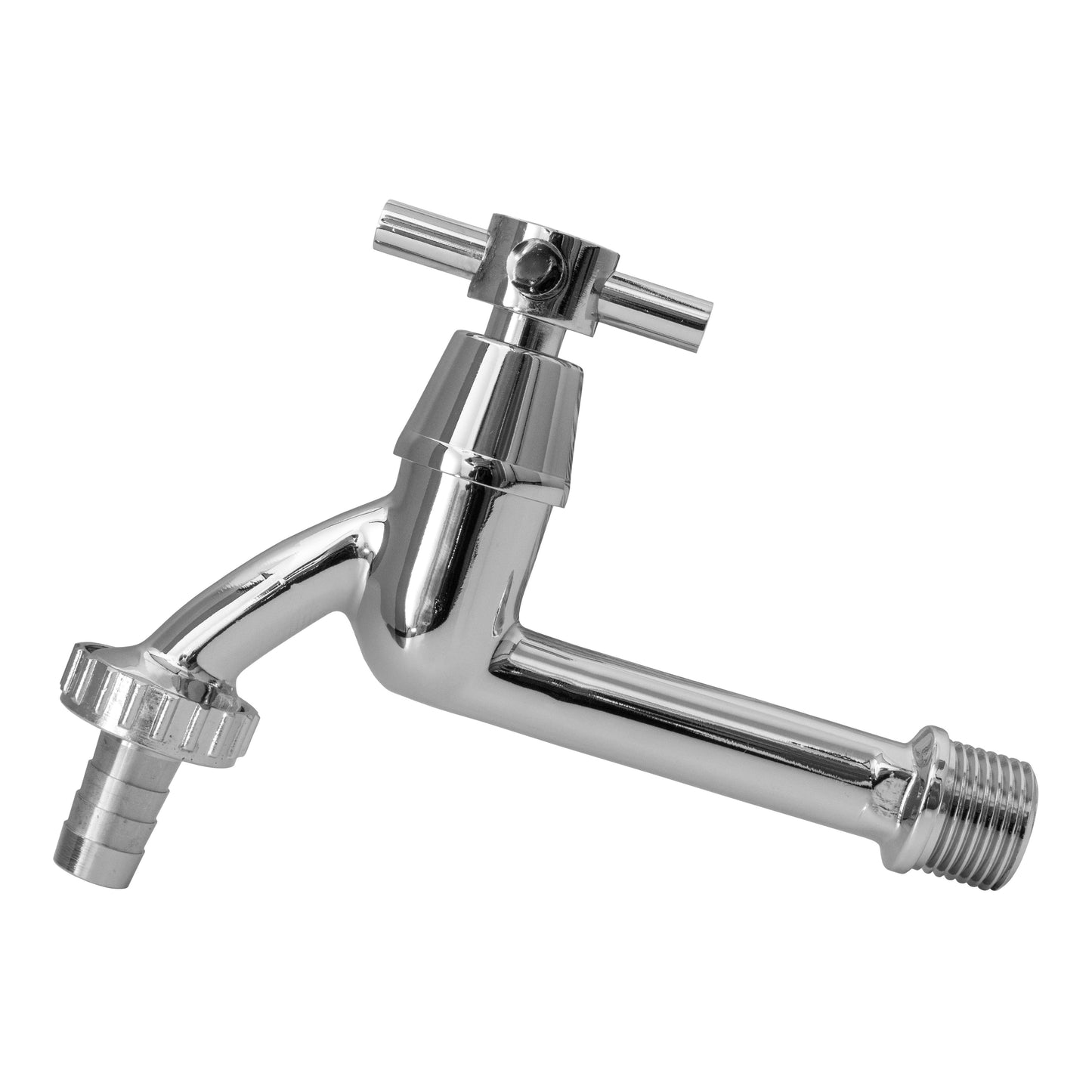 Wall Flange Kit 20mm MDPE - Extended Brass Chrome Tap 1/2" Barb