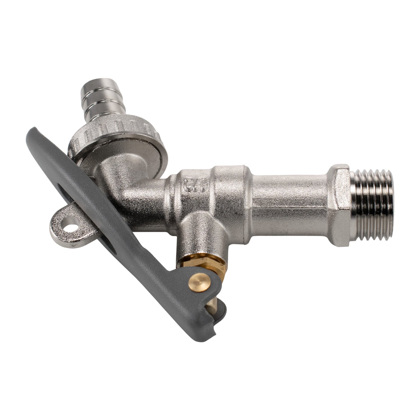 15mm Brass Wall Flange Kit with Lever Tap Hose Barb and Lever Lock