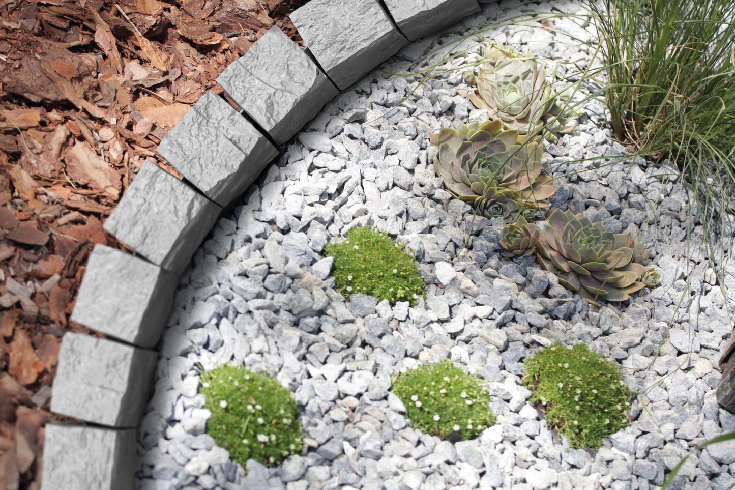 Plastic Lawn Edging Grey Granite Look Garden Border Section 27.5cm