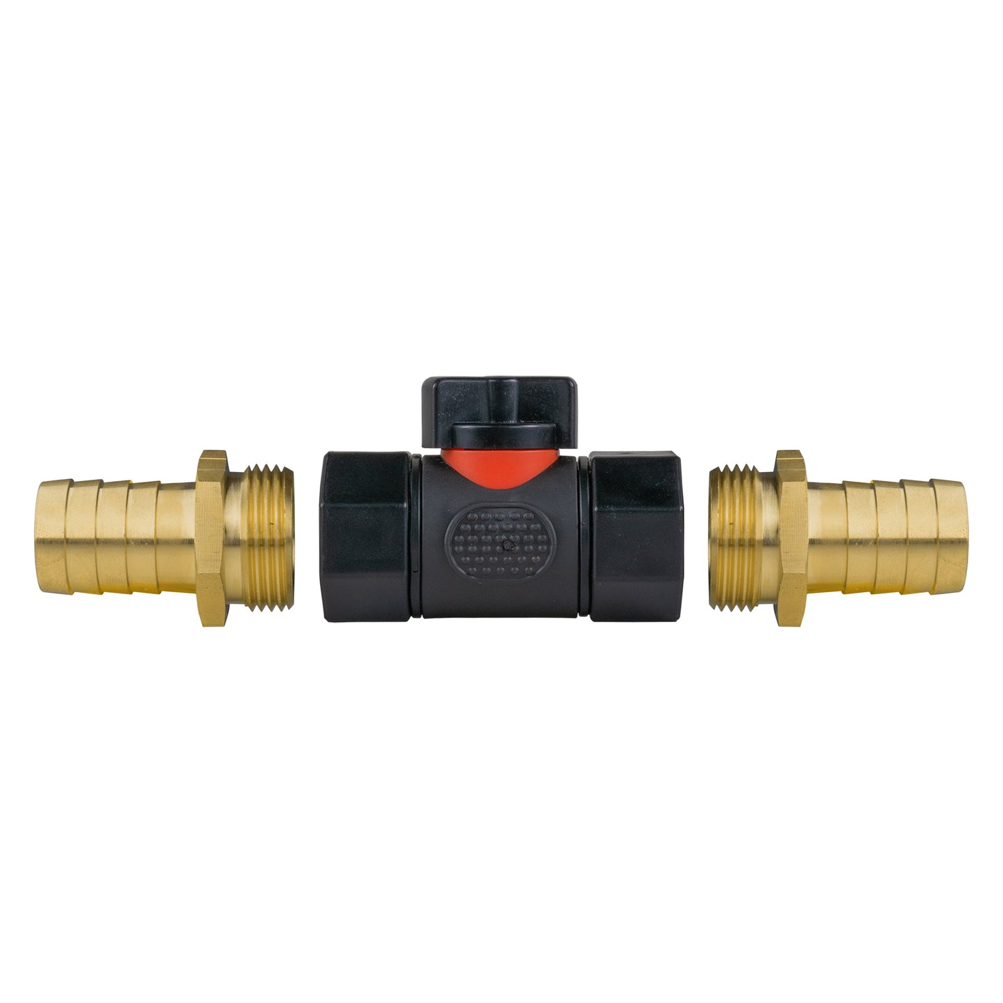 In-Line BSPF Valve with 2 x 19mm Brass Barb Connectors