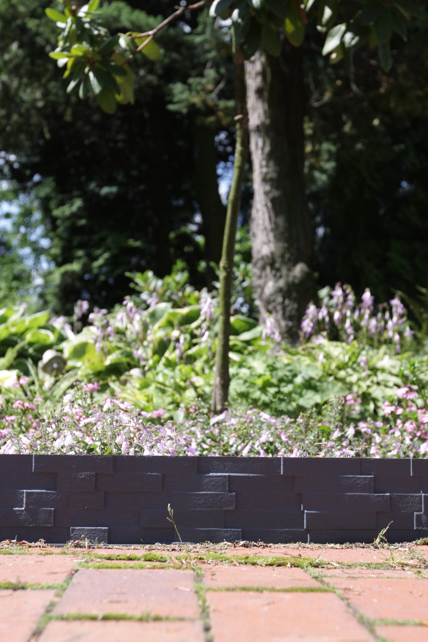 Lawn Edging, Plastic Palisade Slate Effect, 2.38m, Gray