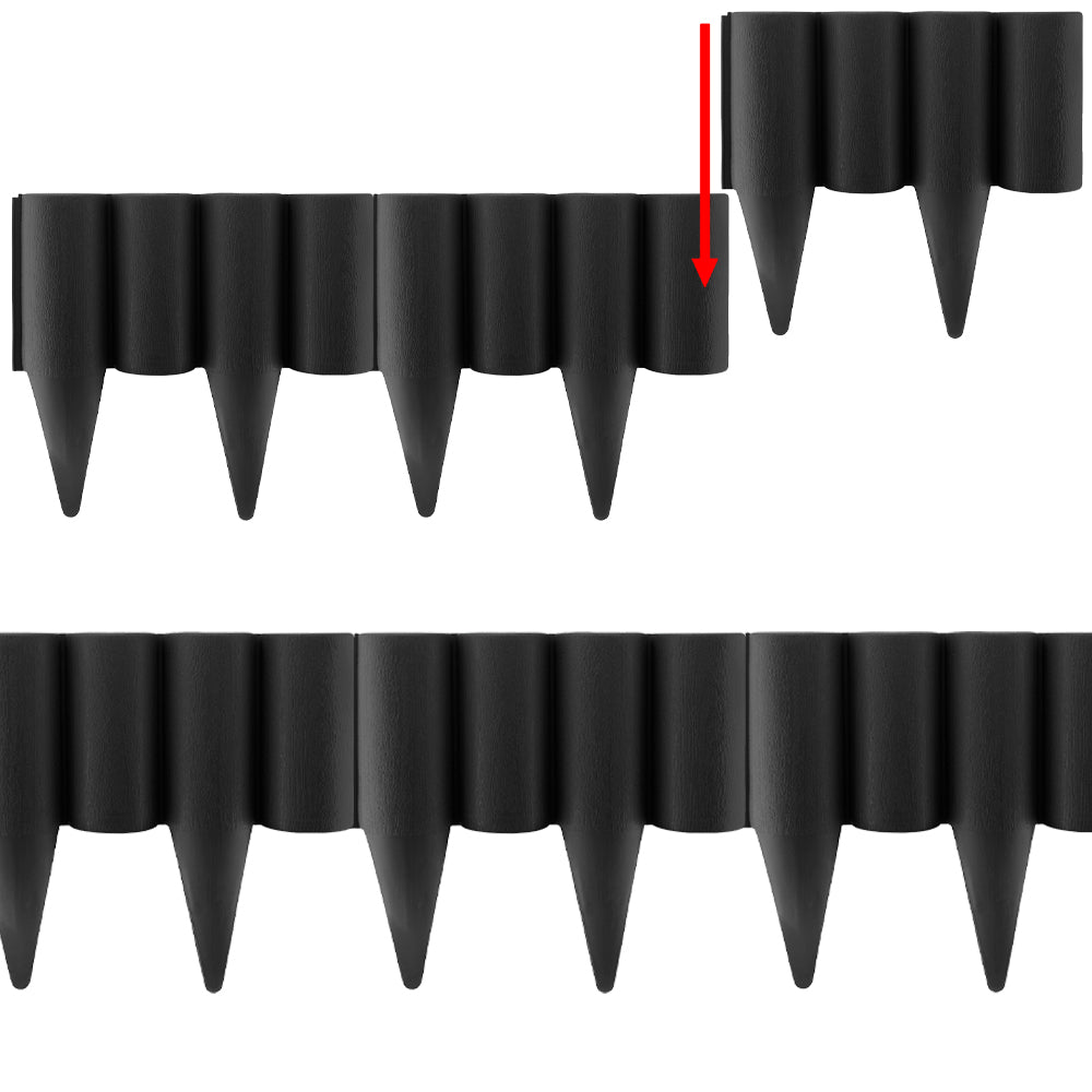 Lawn Edging, Plastic Palisade Wood Effect, 2.5m Box, Black
