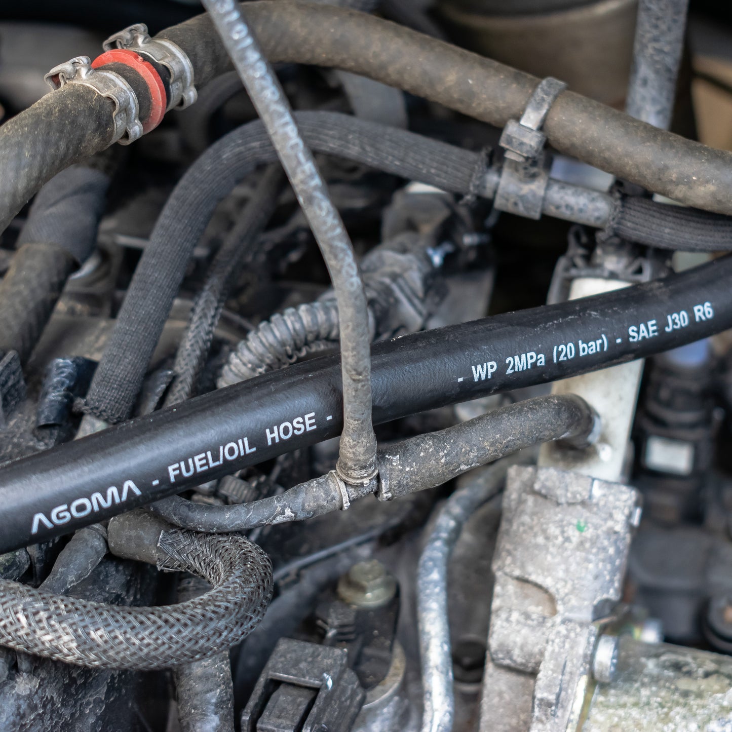 Rubber 7mm Braided Fuel, Oil Hose SAE J30 R6