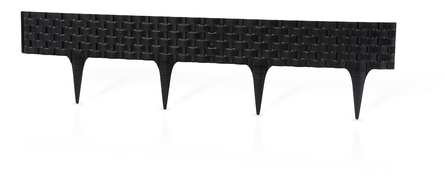 Lawn Edging, Plastic Palisade Rattan Effect, 2.4m, Black