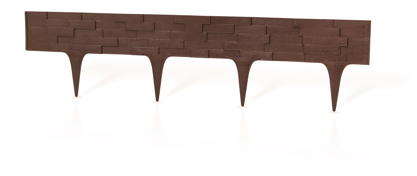 Lawn Edging, Plastic Palisade Slate Effect, 2.38m, Brown