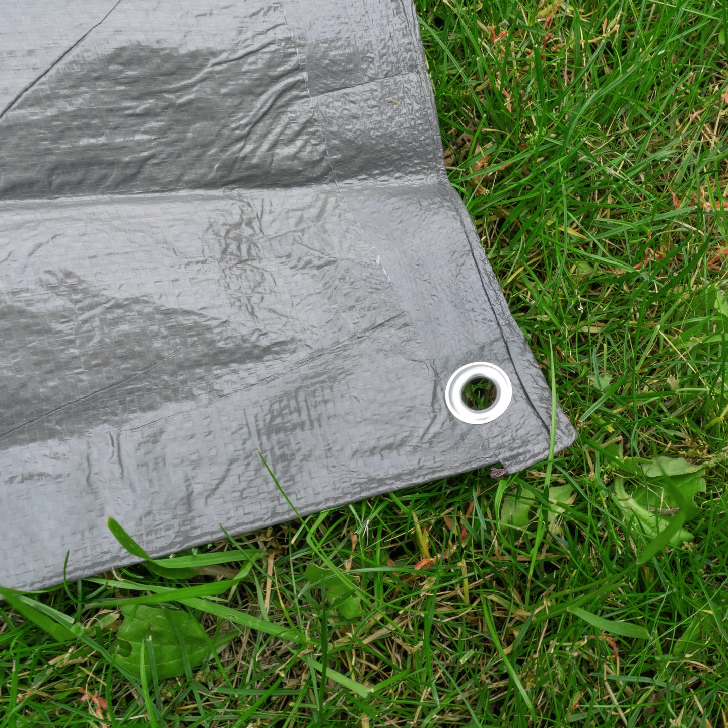 Grey S-Grade Tarpaulin with 10 x 6" Bungee Balls (Black)