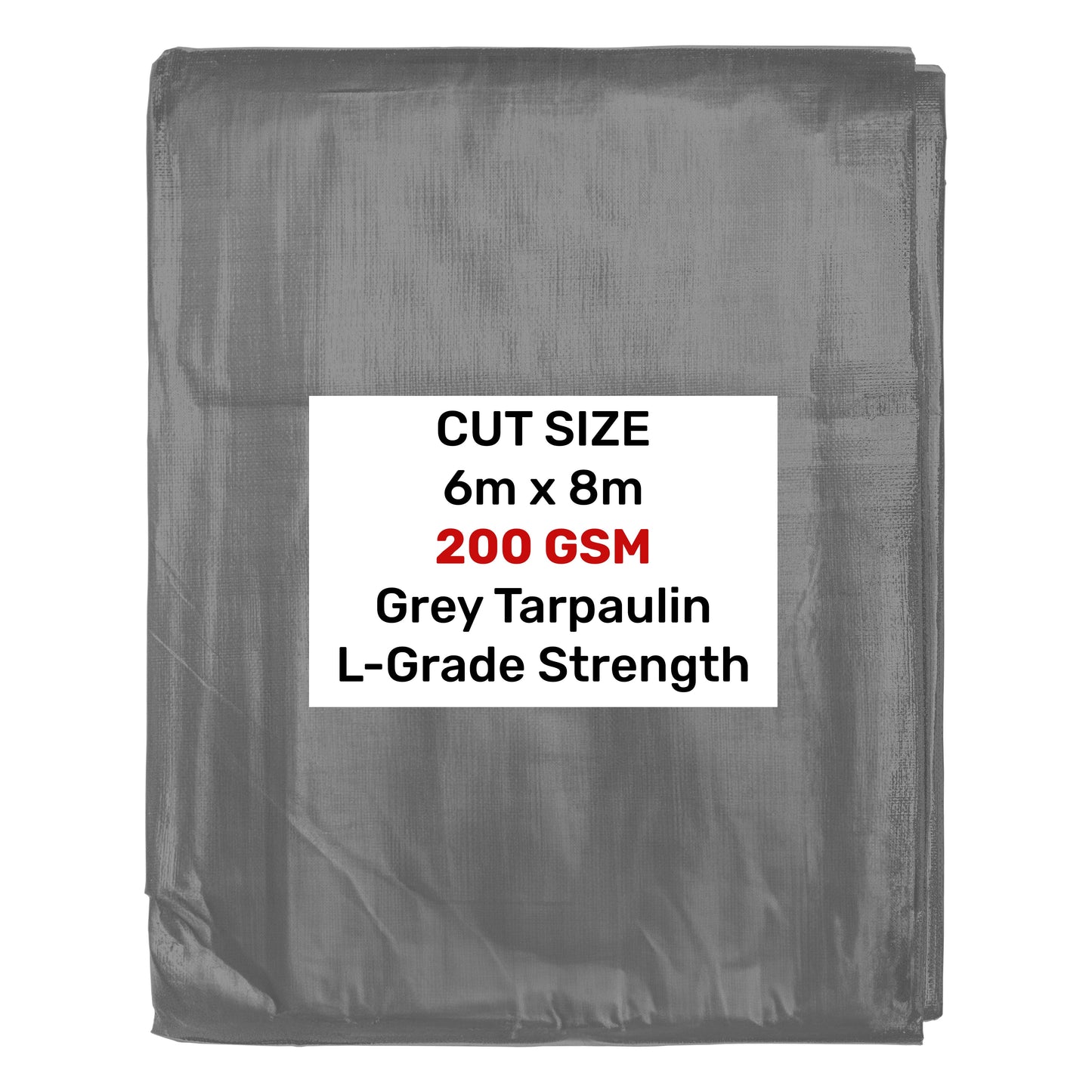 Grey L-Grade Tarpaulin 6m x 8m
