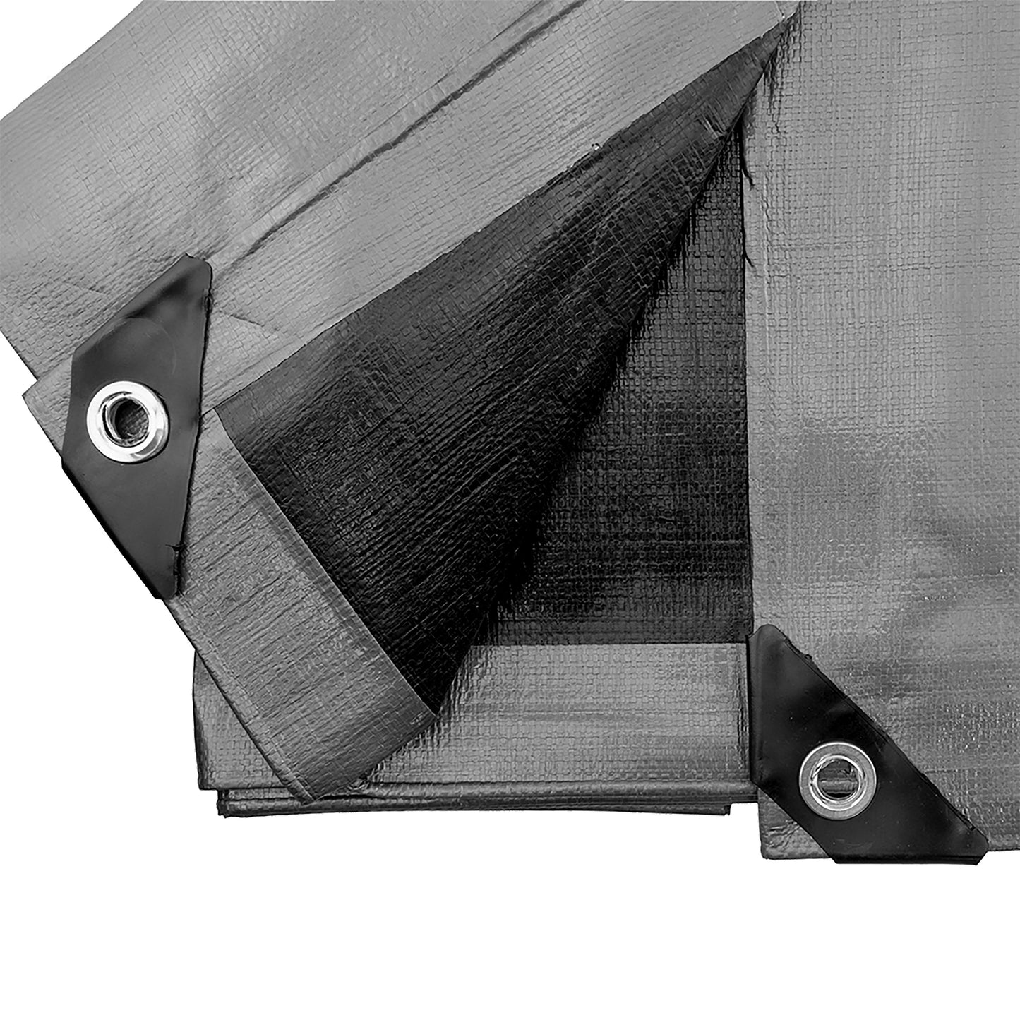 Silver XL-Grade Tarpaulin with 10 x 6" Bungee Balls (Black) and 10 x Screw Type Tarp Clips