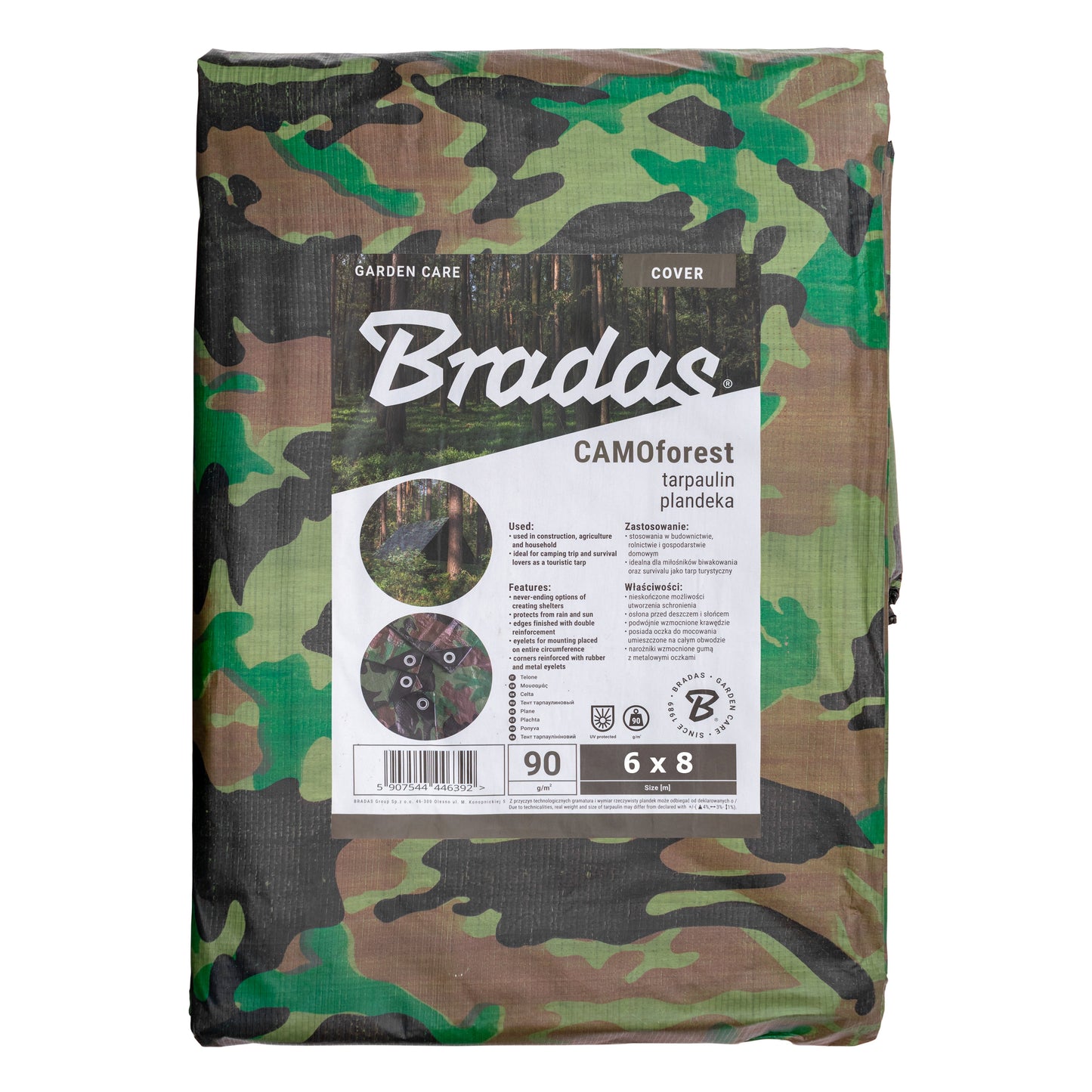 Camouflage M-Grade Tarpaulin 6m x 8m BRADAS