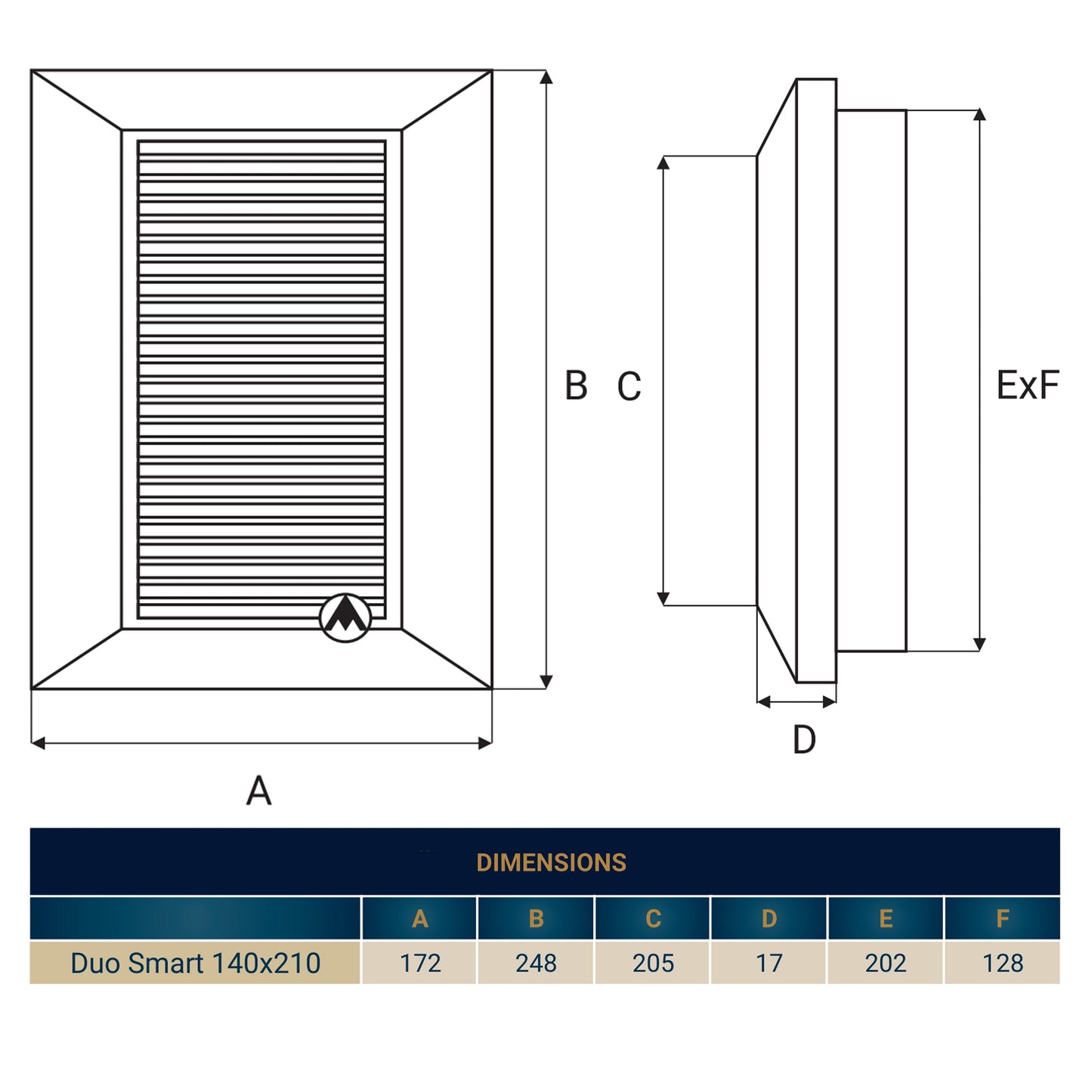 Louvre Vent Duo Smart 140/210 140mm X 210mm With Fly Mesh