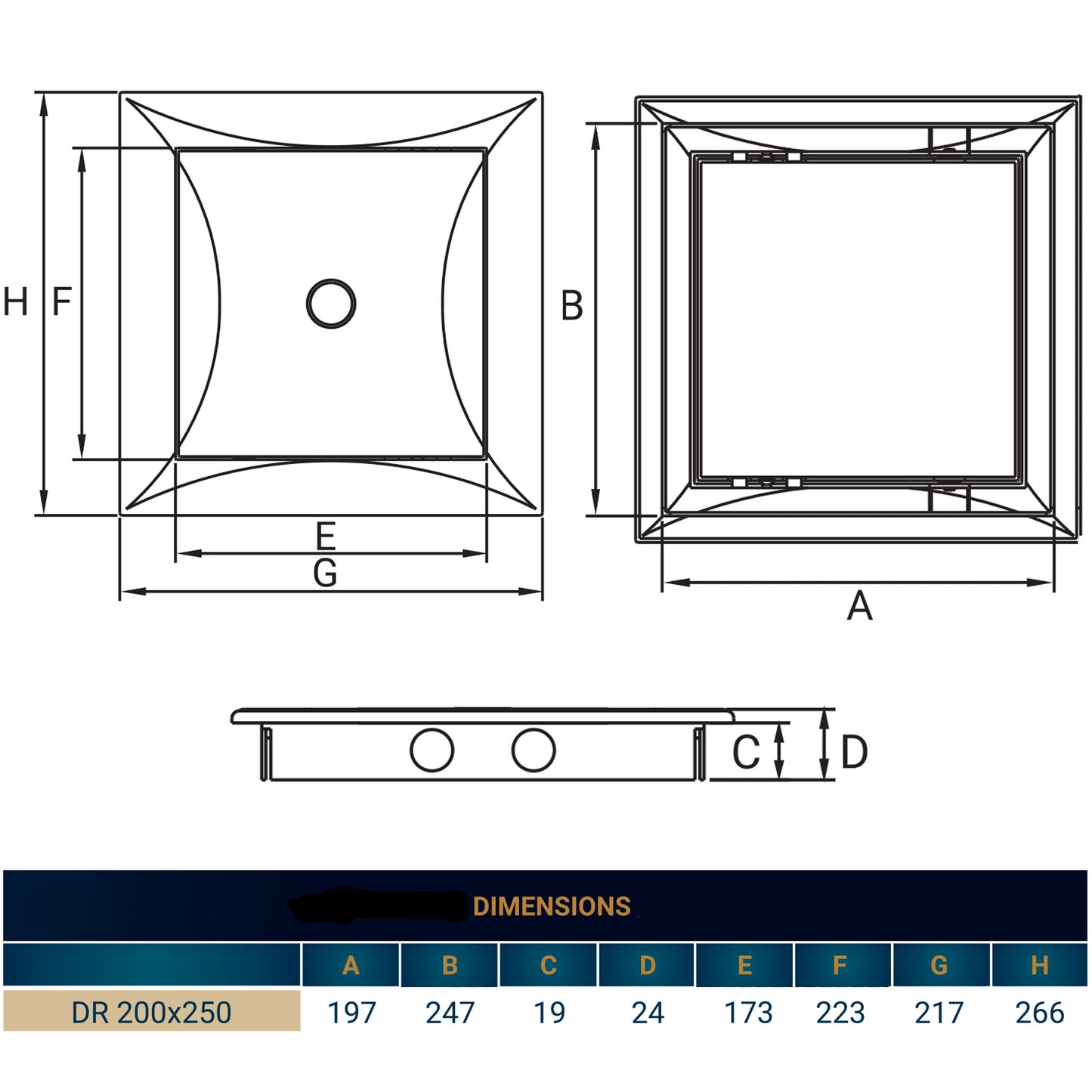Access Panel Door PP, White 200mm x 250mm