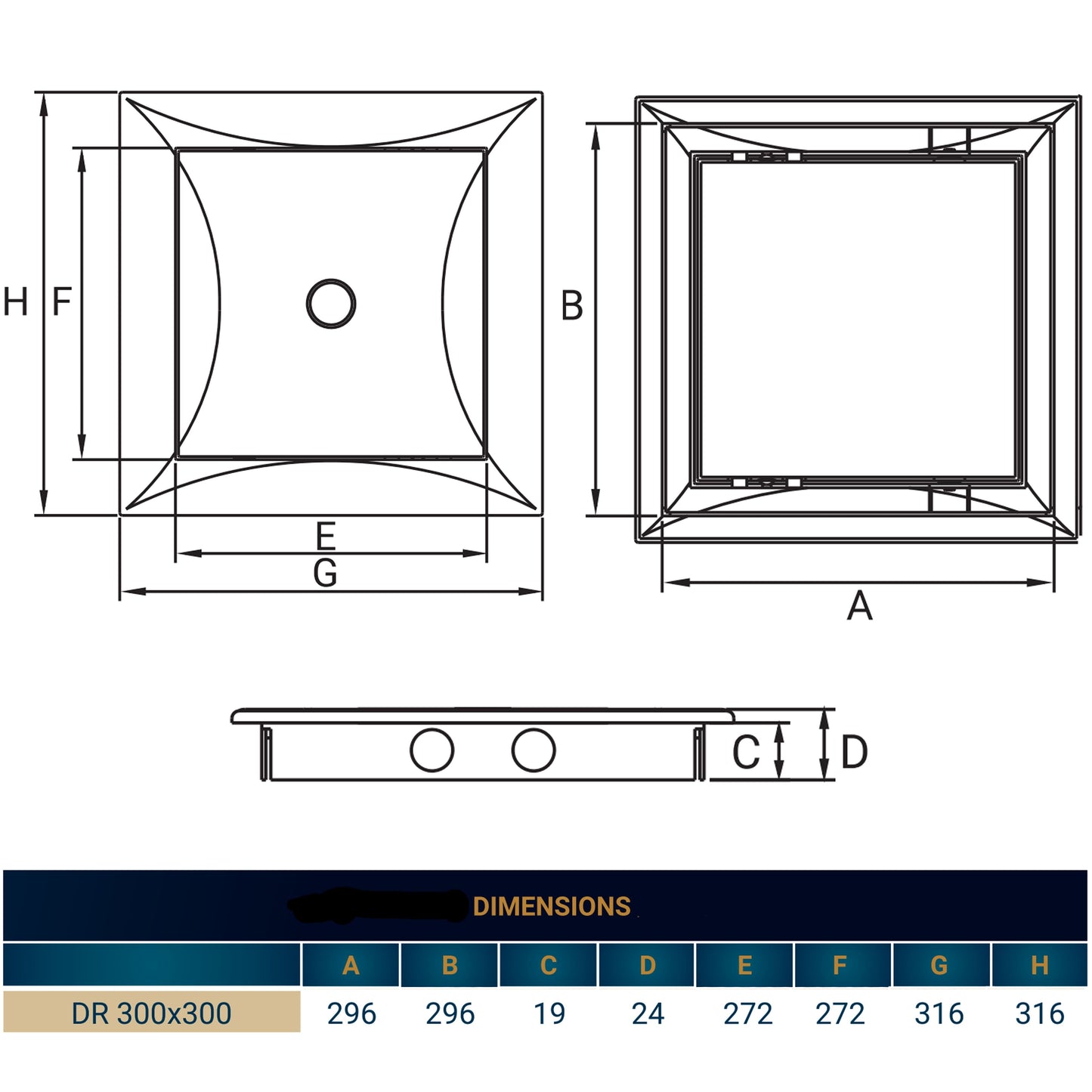Access Panel Door PP, White 300mm x 300mm