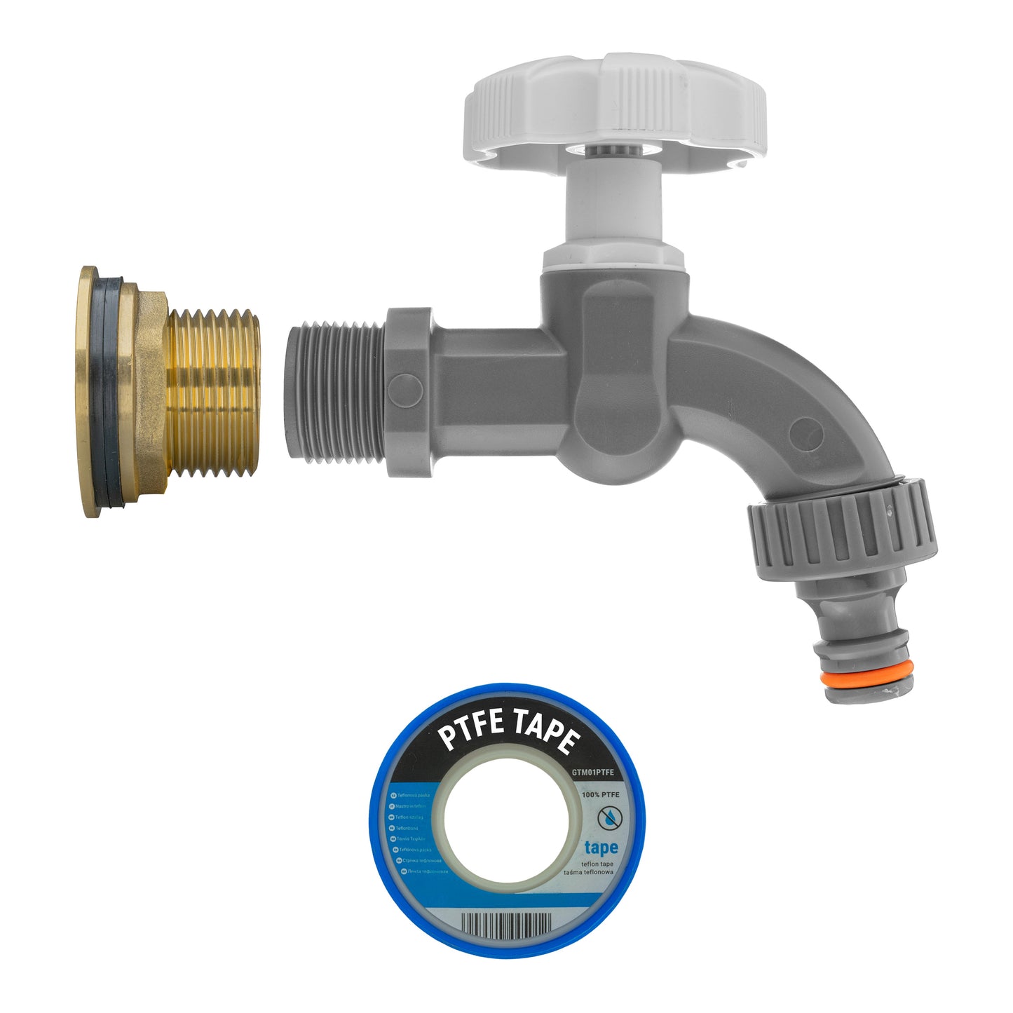 Water Butt Brass Kit 3/4" with Grey Dial Tap