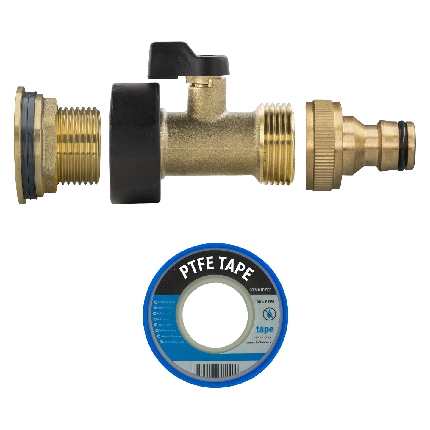 Water Butt Brass Kit 3/4" with Brass Valve + Quick Connect