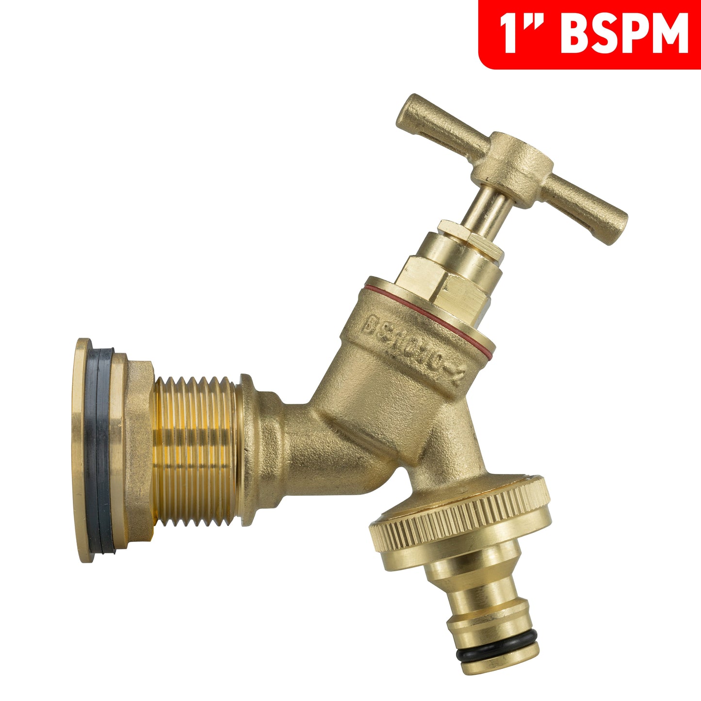Water Butt Brass Kit 1" with Brass Quick Connect Tap