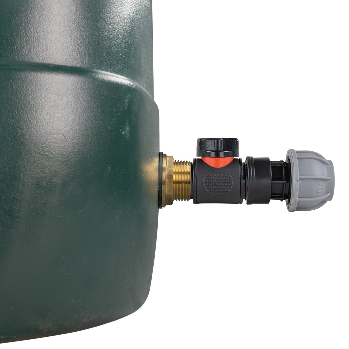 Water Butt Brass Kit 1" with In-Line Valve + 20mm MDPE