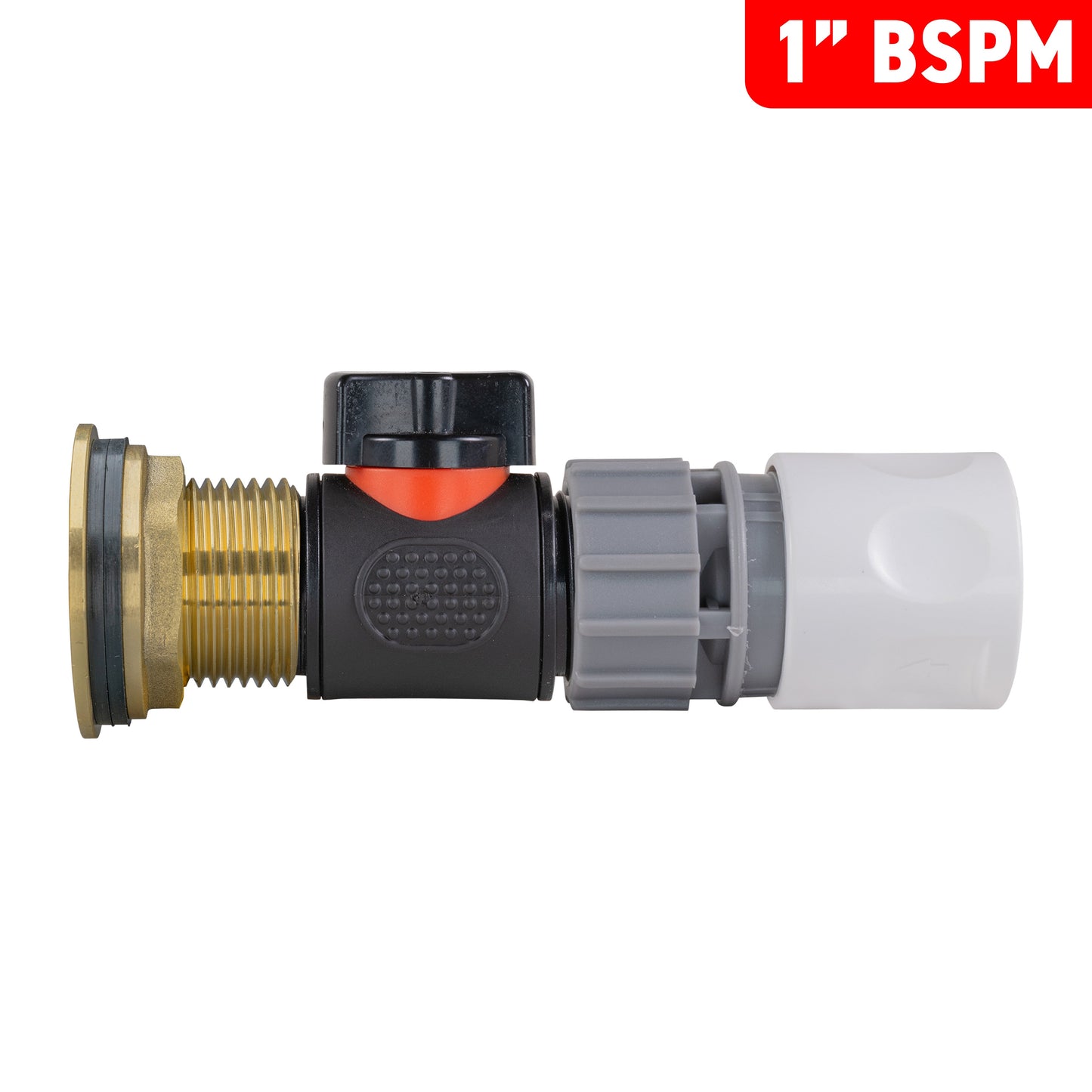 Water Butt Brass Kit 1" with In-Line Valve + Female Quick Connector WL