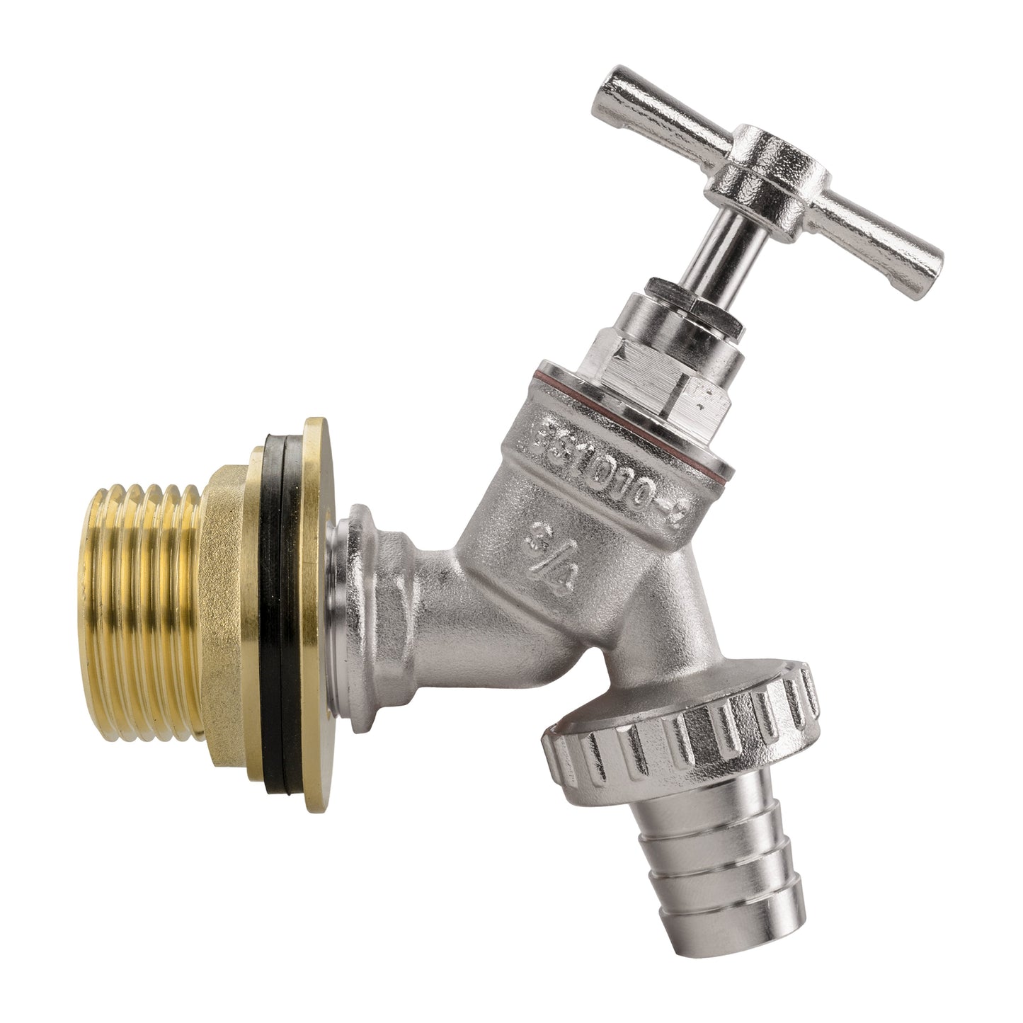 Water Butt Brass Kit 1" with Nickel Plated Barbed Tap and Drill Bit