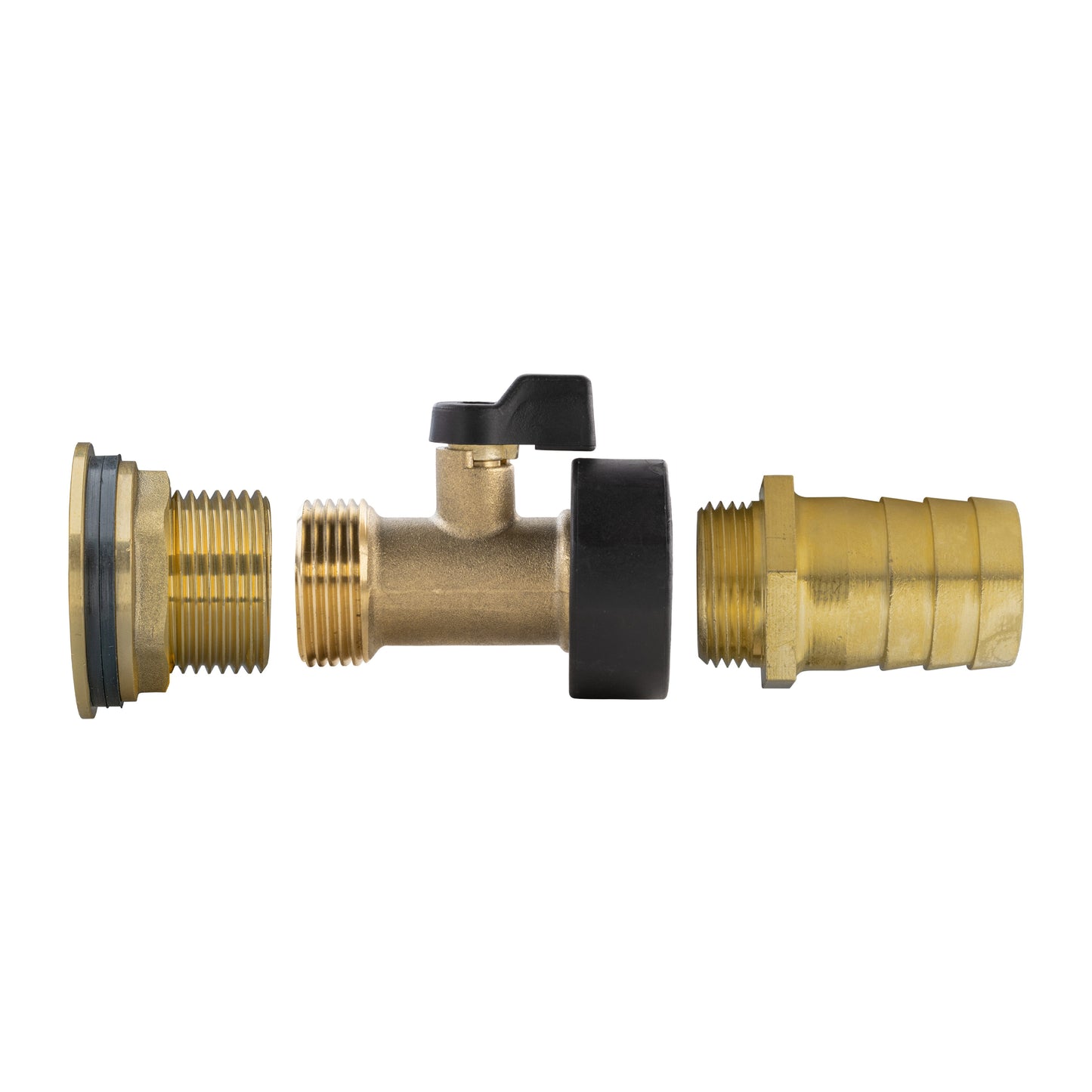 Water Butt Brass Kit 1" with Brass Valve + 25mm Barb and Drill Bit