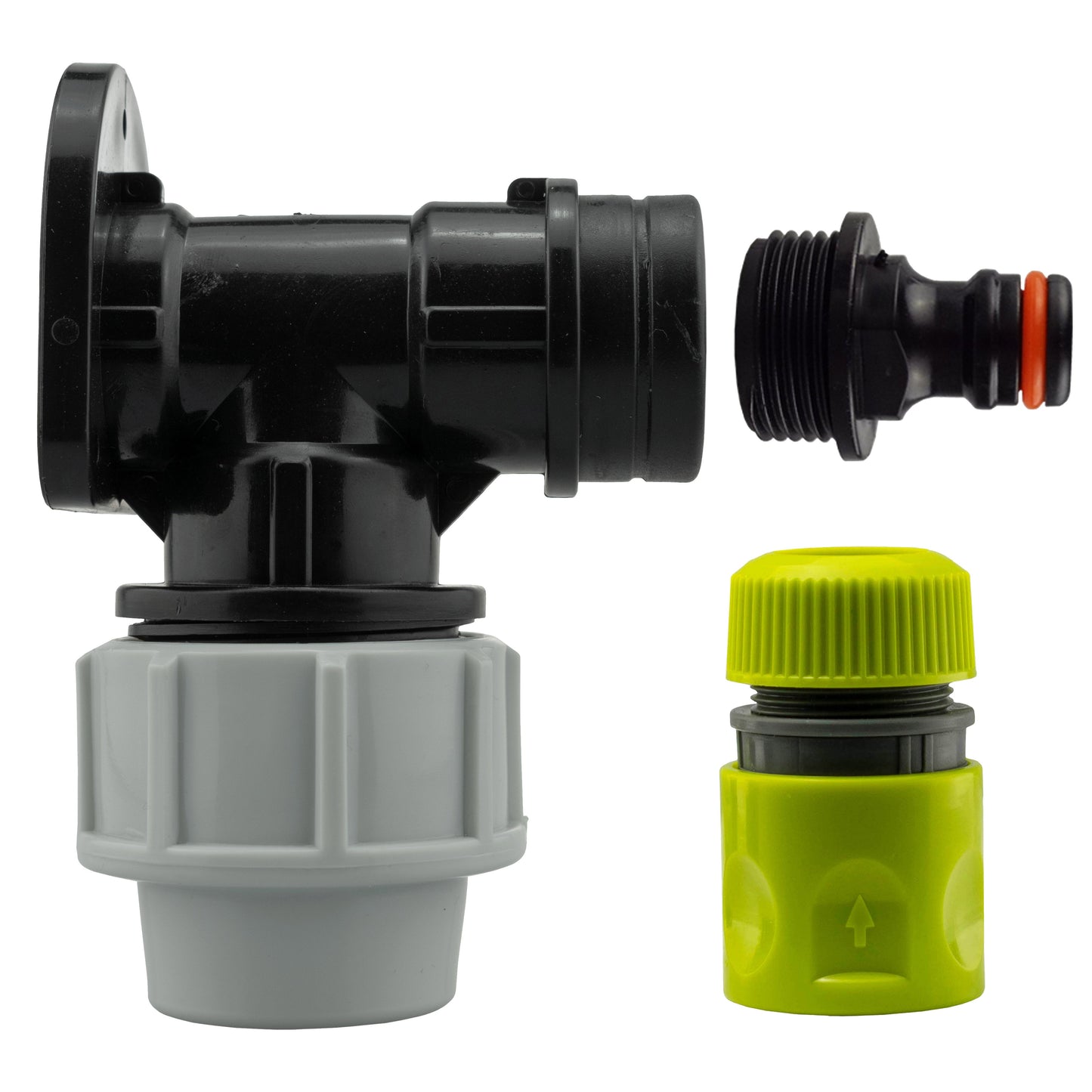 Wall Flange Kit 32mm MDPE + Male Click Lock + Hose Connector