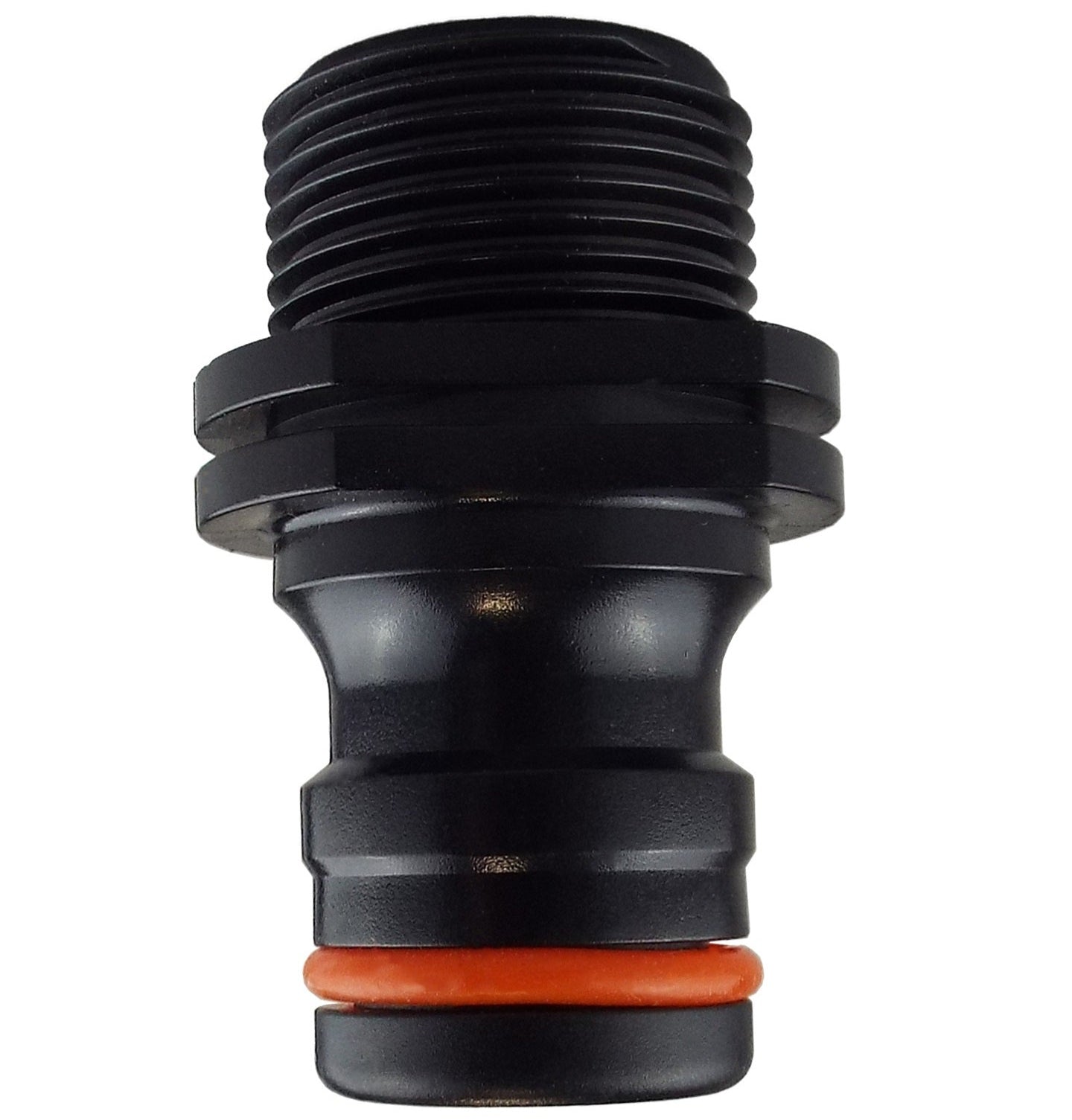 Male Tap Connector 3/4" BSPM - Max Flo, Black/Orange