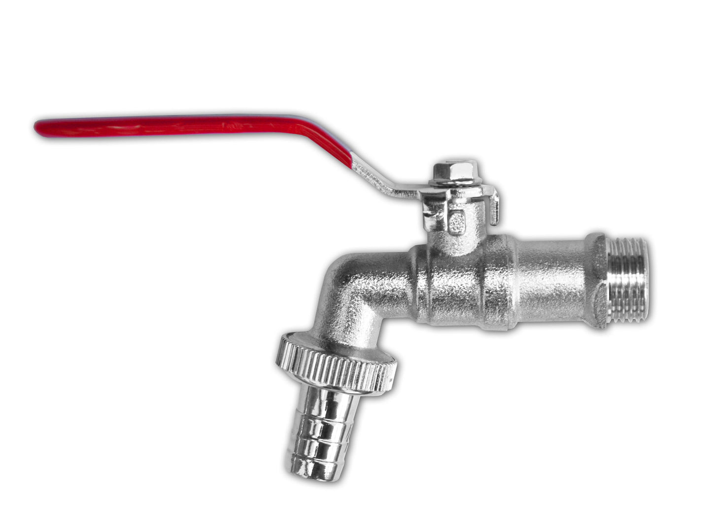 Garden Lever Tap Brass Nickle Plated 1/2" BSPM Inlet with Hose Barb Bradas