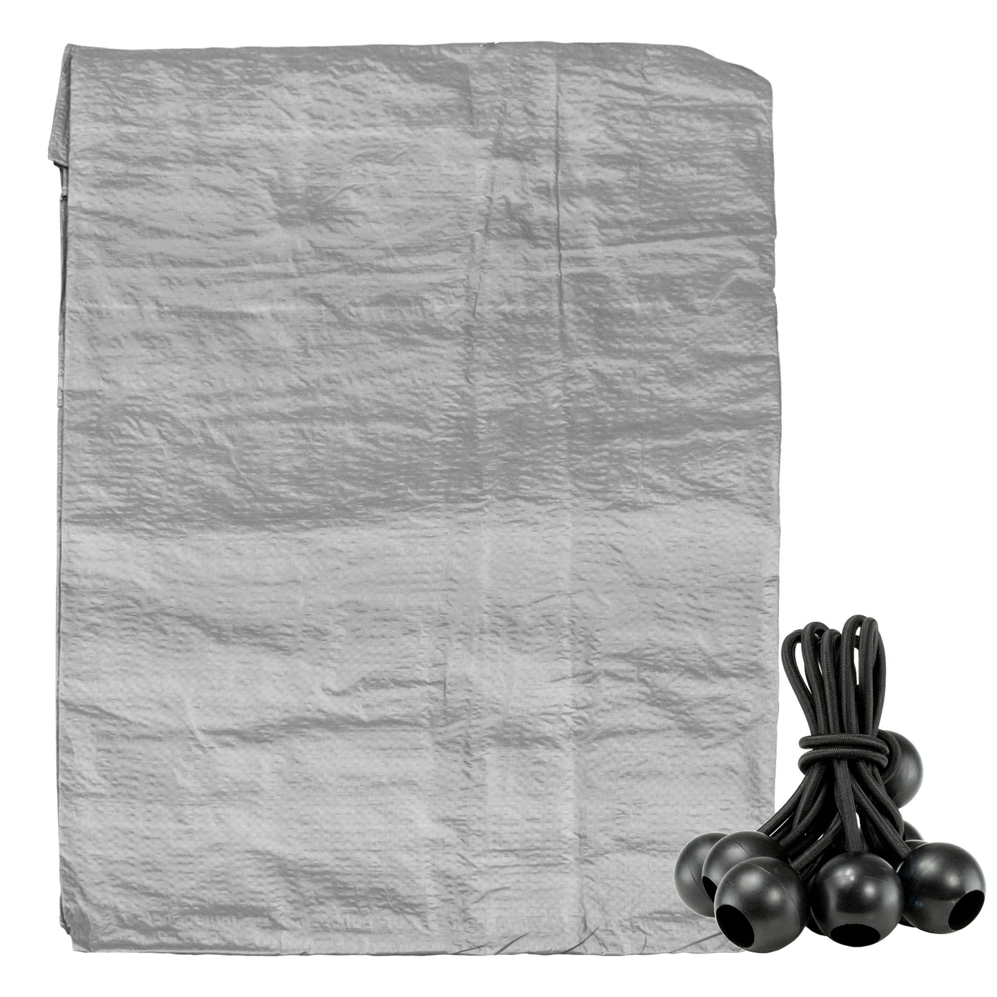 Grey S-Grade Tarpaulin with 10 x 6" Bungee Balls (Black)