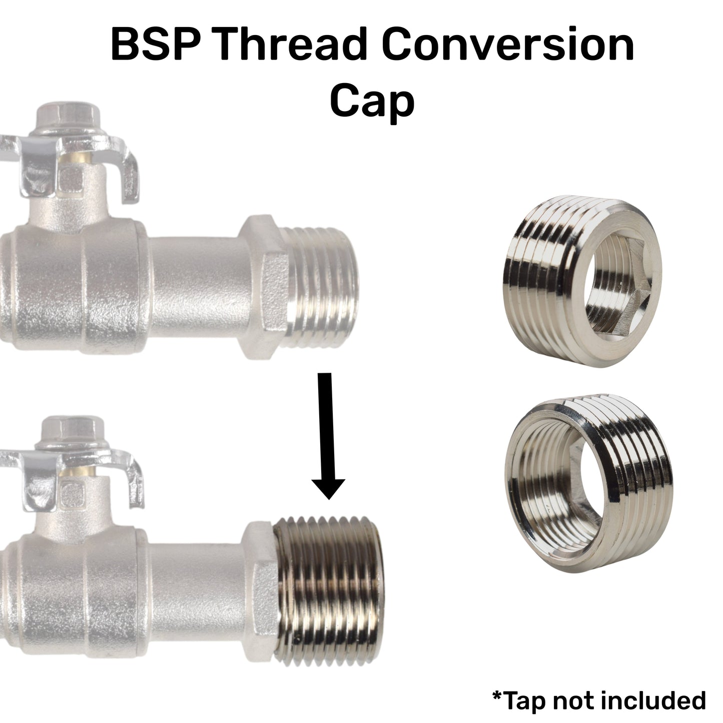 Double Lever Tap Kit with Barb/Quick Connect Outlet, 1/2" and 3/4" BSP Thread Inlet