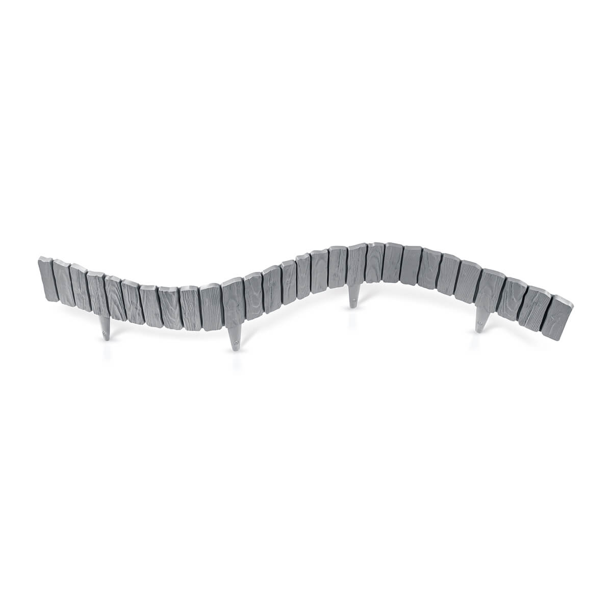 Lawn Edging, Plastic Palisade Wood Effect, 2.32m, Gray