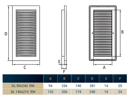 Louvre Vent White DL/140X210 RW LUX With Fly Mesh