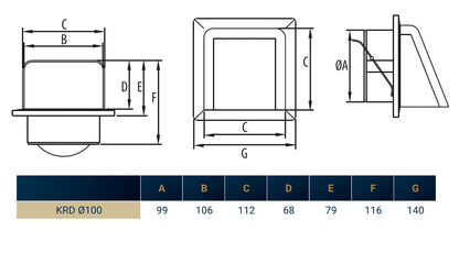 External Brown Louvre Vent  KRD/100B fi100mm