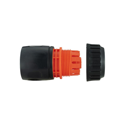 2-Way Tap Connector with 3/4" and 1" BSP Inlet and 2 x Hose Connectors (Black/Orange)