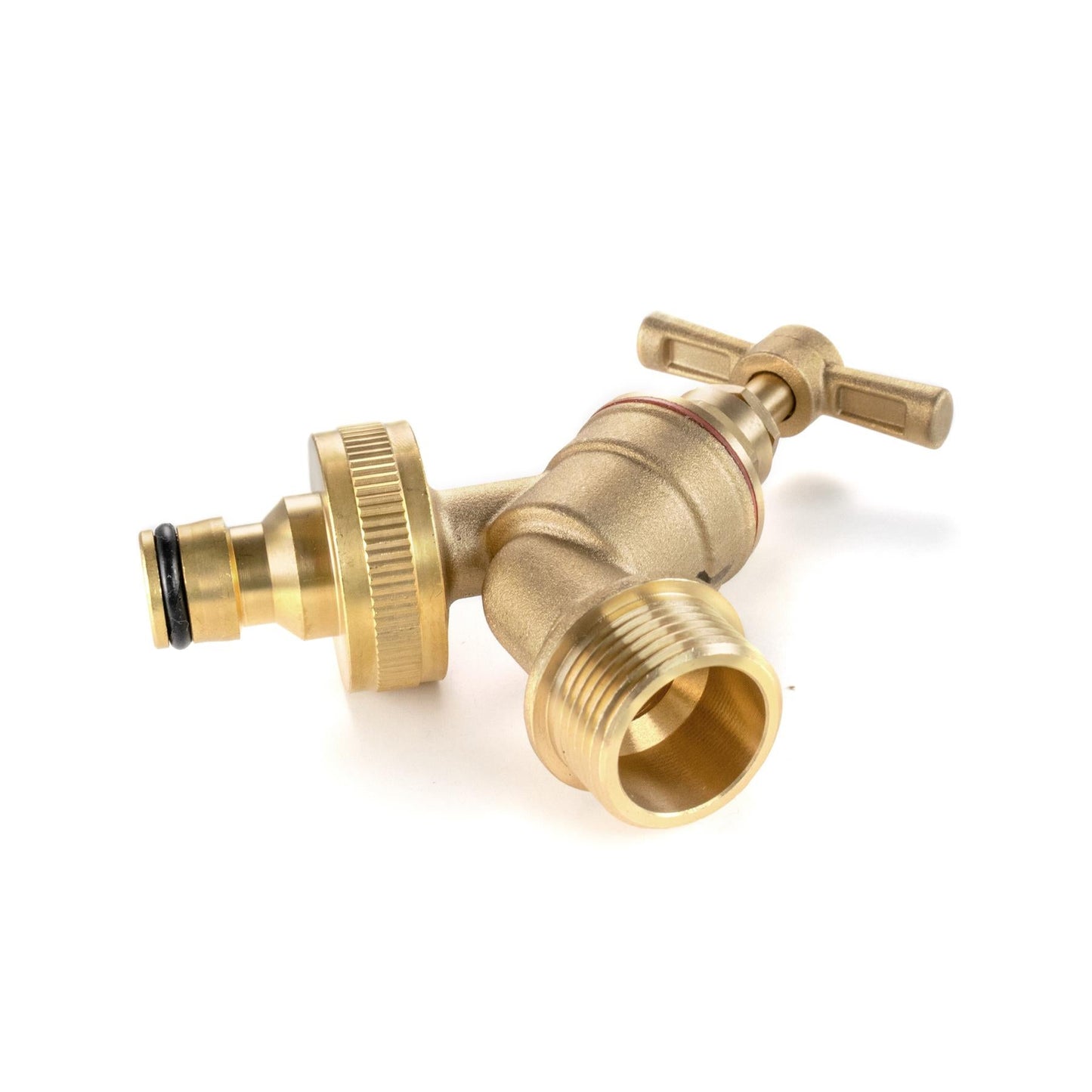 Brass Bib Tap Quick Connect with MDPE Tee 25mm - 3/4" BSPF