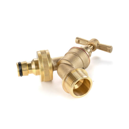 Brass Bib Tap Quick Connect with MDPE Tee 25mm - 3/4" BSPF