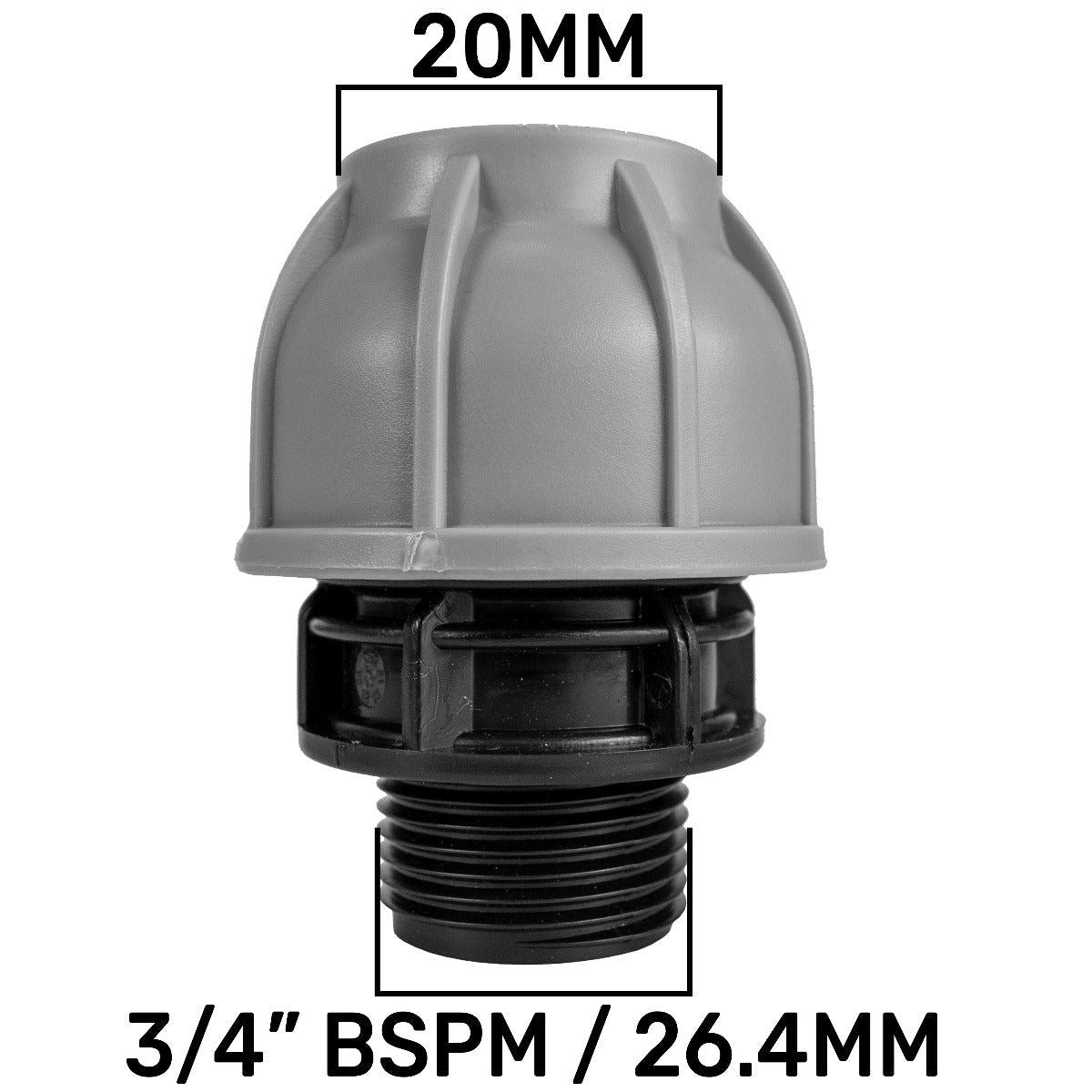 Swivel IBC Extender + Valve + 20mm MDPE Straight