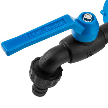 3/4" BSP - 1/2" BSP Water Butt Fitting with Black Lever Barb Tap