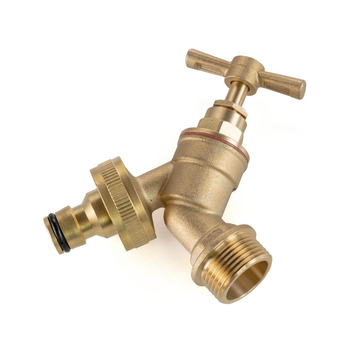 Brass Bib Tap Quick Connect with MDPE Tee 32mm - 3/4" BSPF