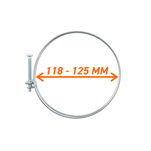 Double Wire Hose Clamp Galvanised 118mm-125mm