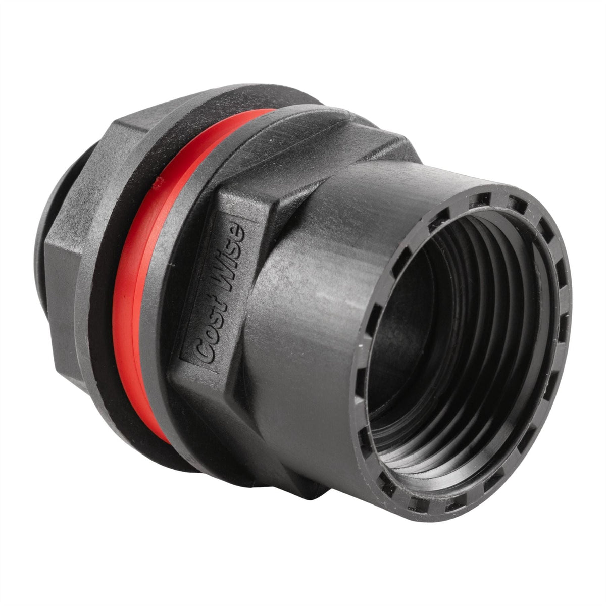 Water Butt Connector 1" BSP with Garden Lever Tap with Geka Type Claw and 1" Hose Barb Connector