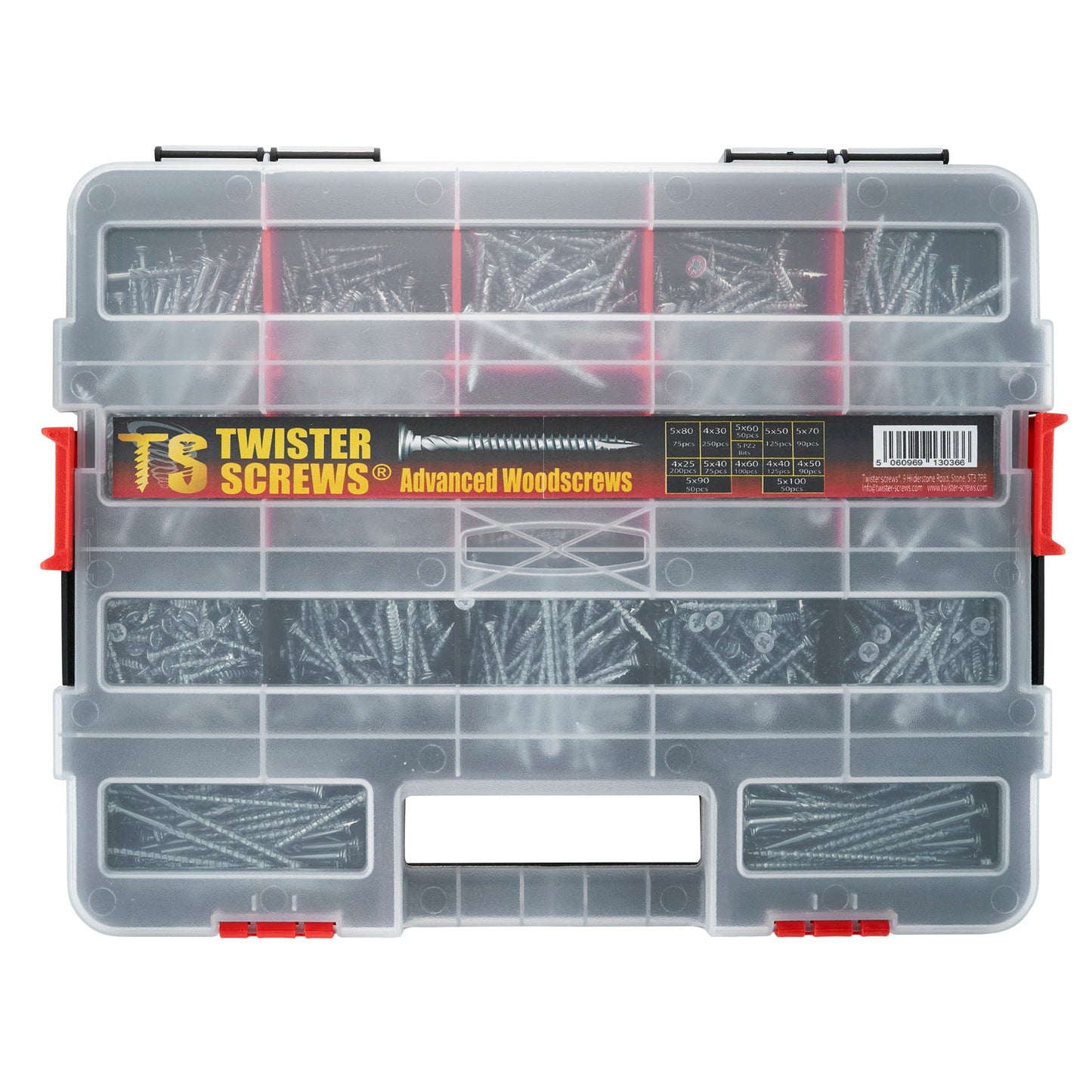 Twister Screws MultiBox 1,280 Piece Zinc-Coated Wood Screws