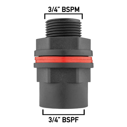 Water Butt Connector 3/4" BSP and Garden Lever Tap with Geka Type Claw and  3/4" Hose Barb Connector