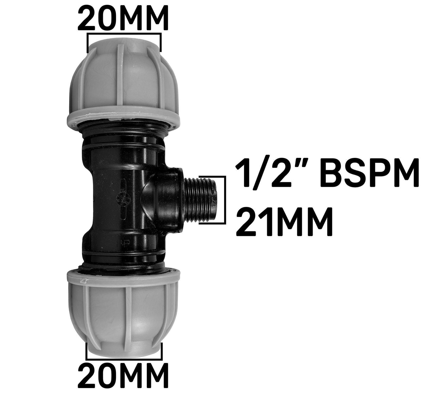 MDPE Tee 20mm - Valve - 15mm Copper Fitting Kit