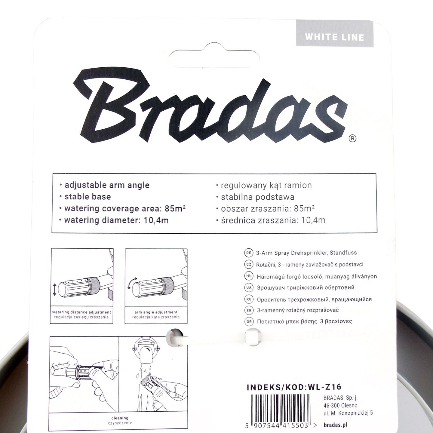 Bradas 3-Arm Revolving Sprinkler White Line