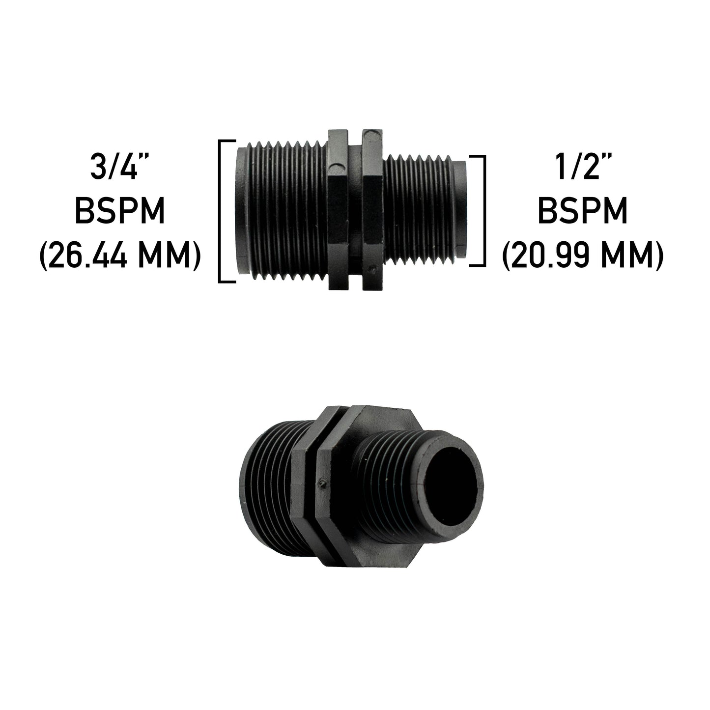 Reducing Nipple 3/4” BSP – 1/2” BSP Male